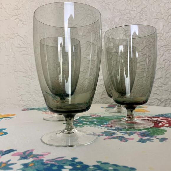 Vintage Mid Century Smokey Glass Blown Glass Ice Tea Glasses, Water Goblets Set - Picture 16 of 16